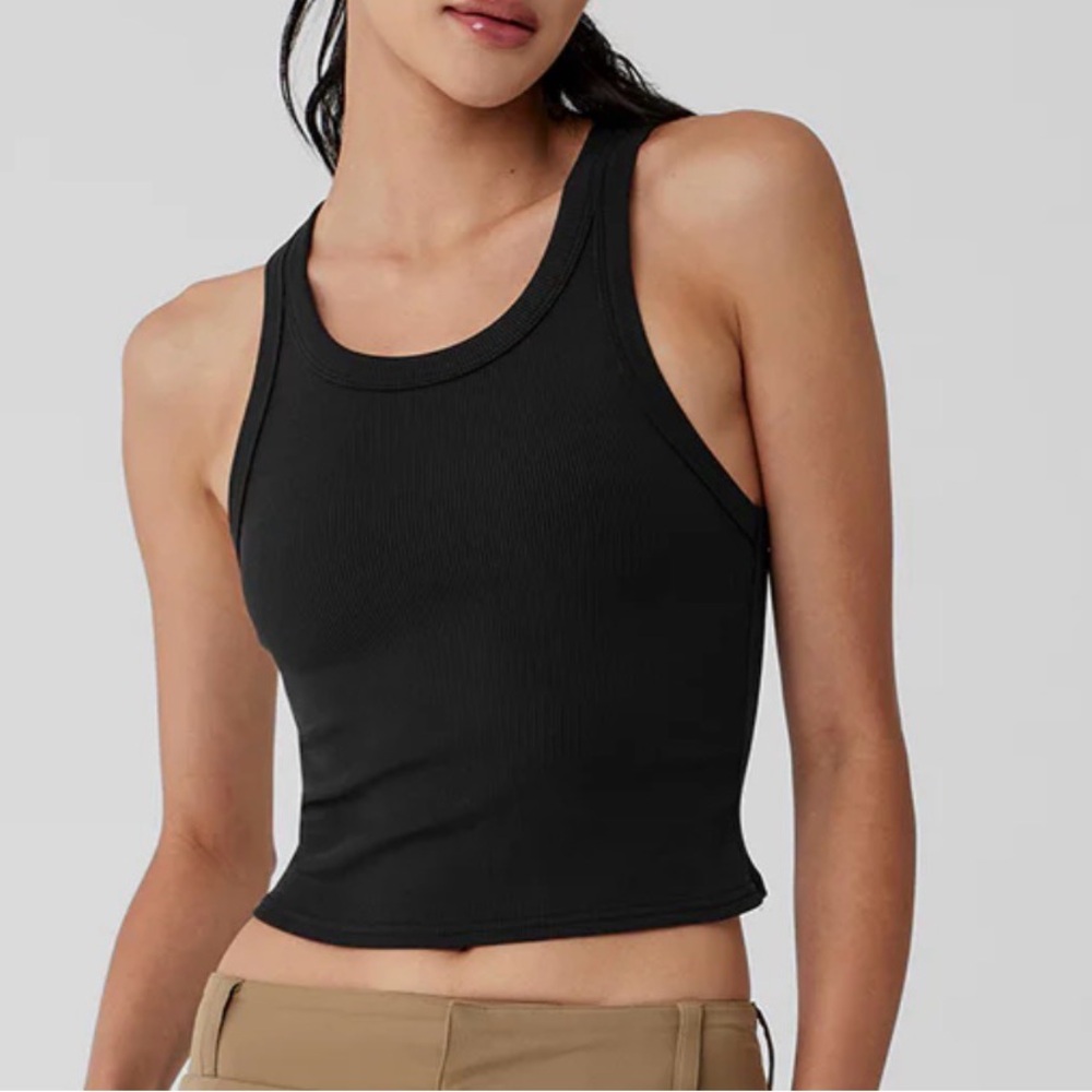 Black Alo Ribbed Tank Top